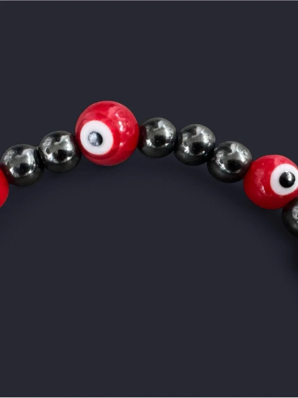 Red Evil Eye & Hematite Bead Bracelet